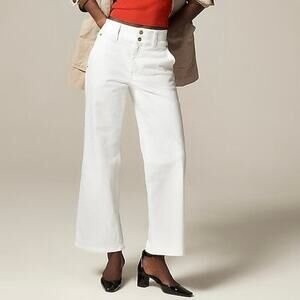 J.Crew Slim Wide Leg Jean Stacked Buttons White Denim Size 33 NWT